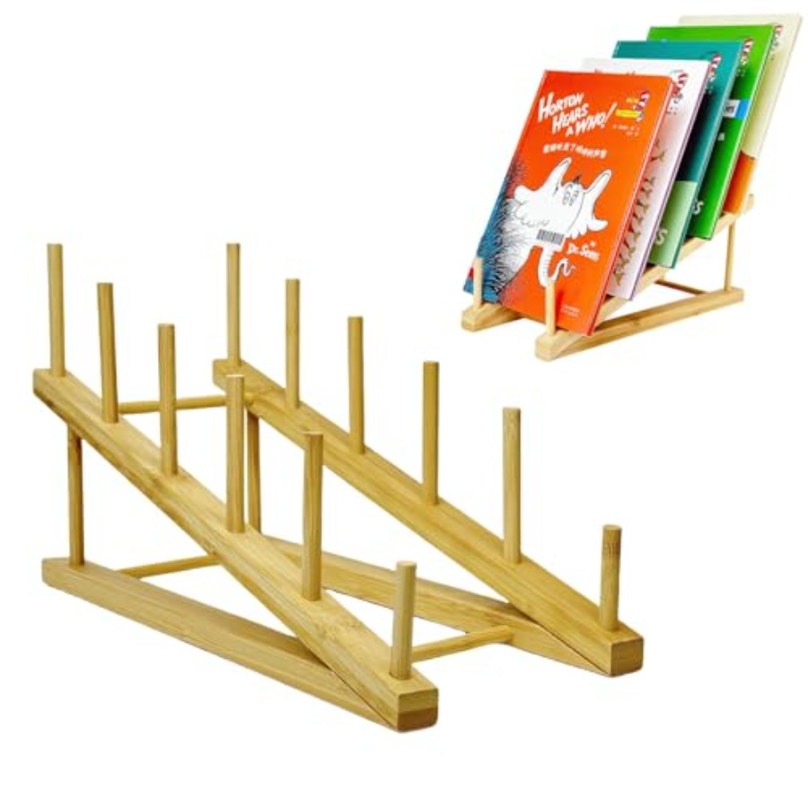 Magazine Holder Rack - Book Display Stand Holder, 5-Tier Wooden
