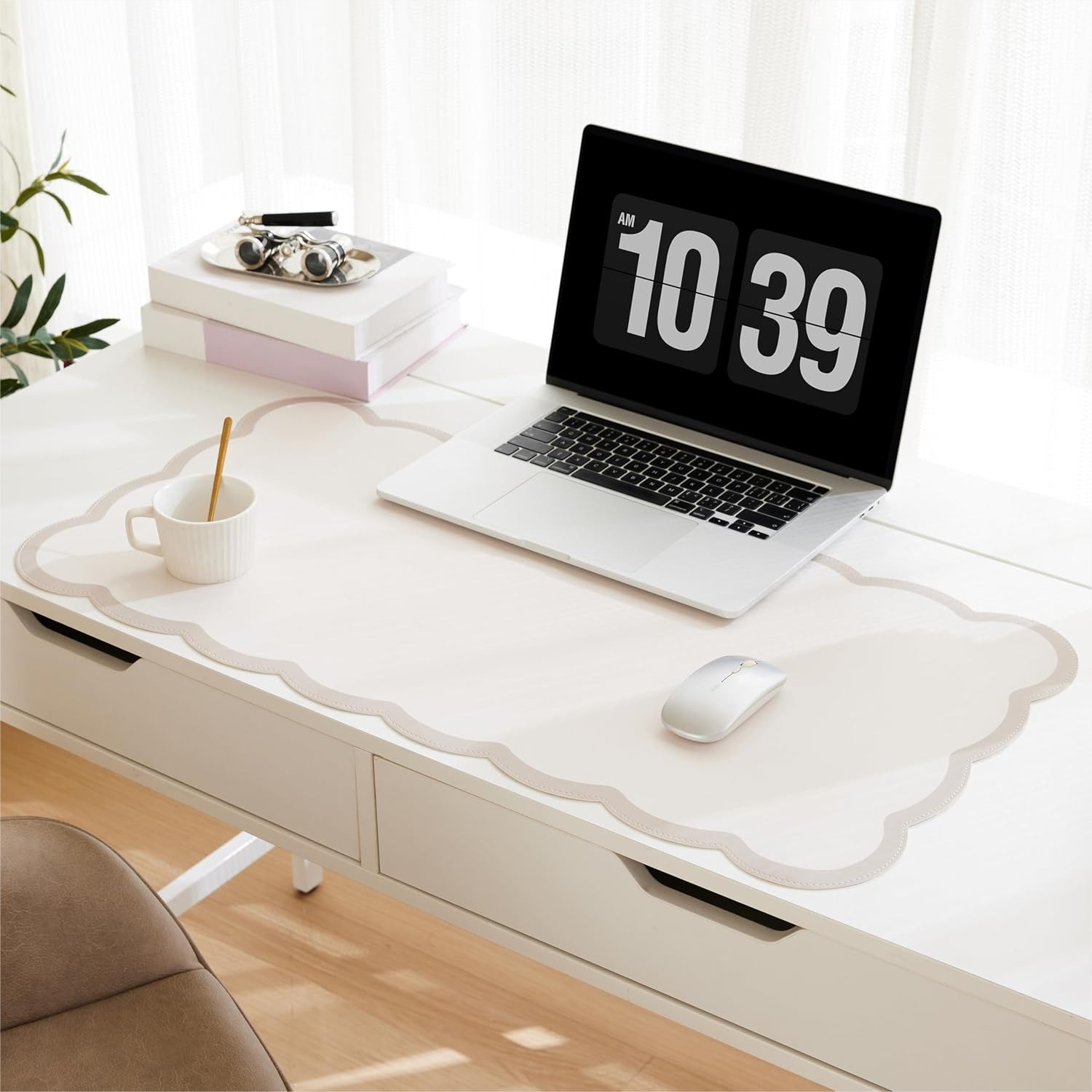 Scalloped Desk Mat 31.5x15.7 L - Leather Desk Pad incelemesi ve fiyatı