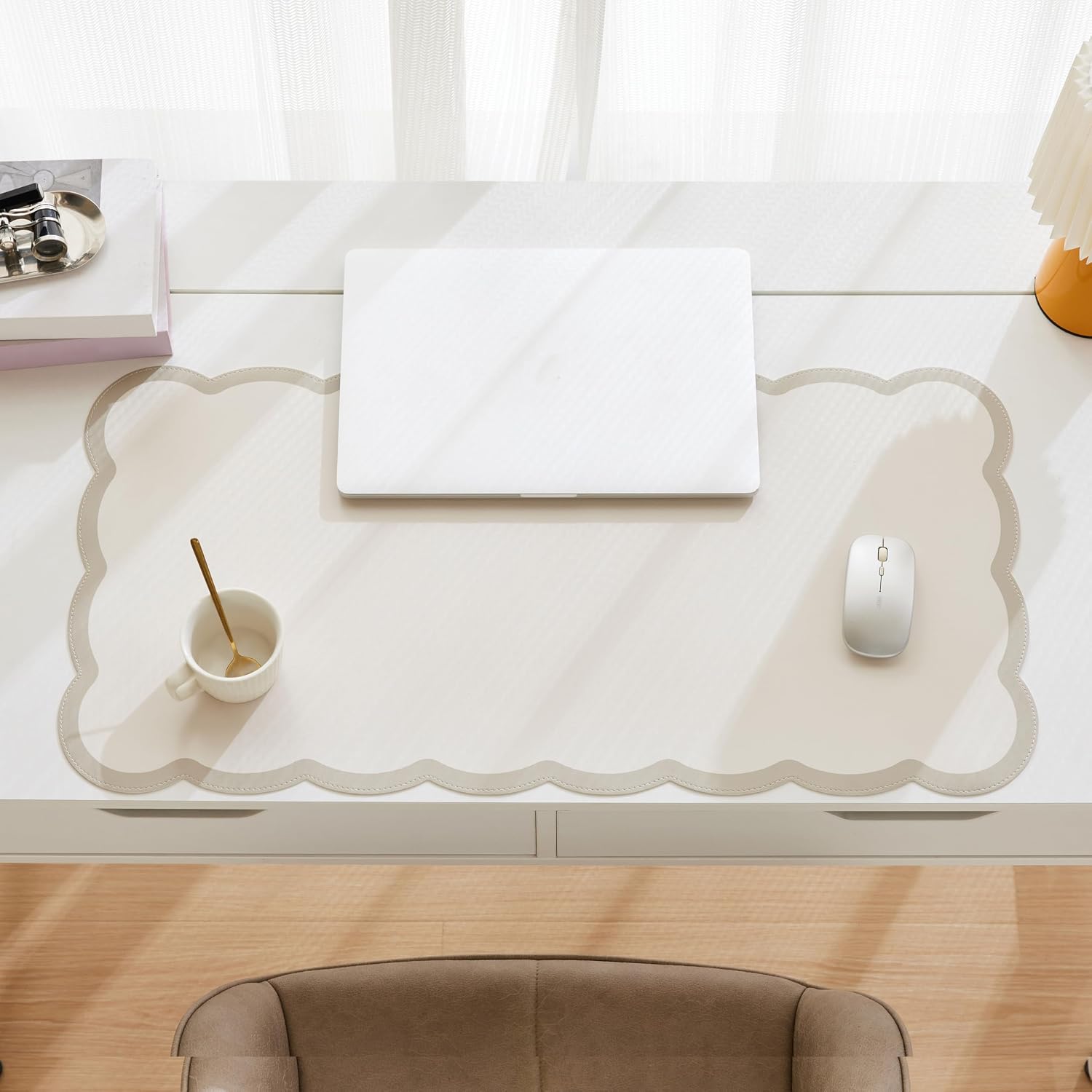 Scalloped Desk Mat 31.5x15.7 L - Leather Desk Pad incelemesi ve fiyatı