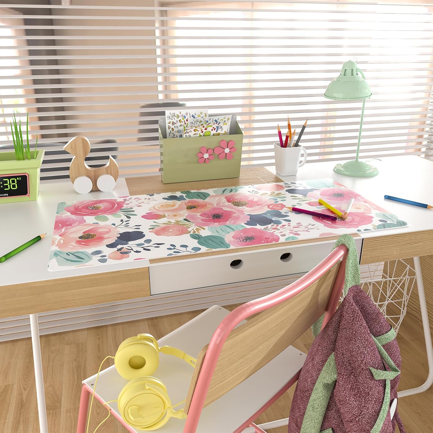 Large Mouse Pad Pink Floral De - Leather Desk Pad incelemesi ve fiyatı